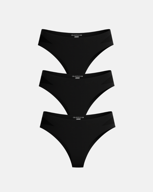 3er-Pack nahtlose Slips mit Mesh-Detail – Schwarz