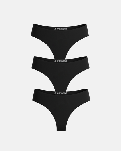 3er-Pack nahtlose Strings – Schwarz