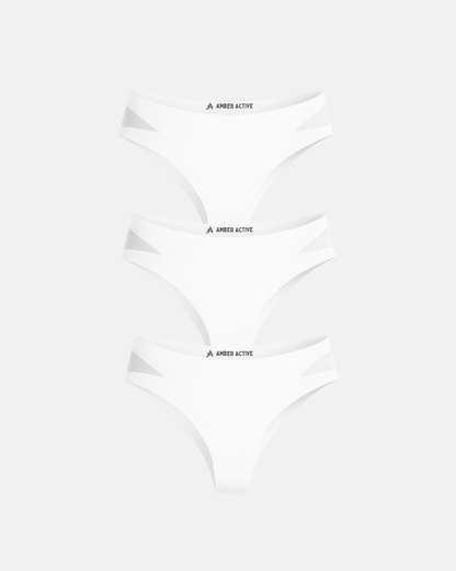 3er-Pack nahtlose Slips mit Mesh-Detail – Weiß