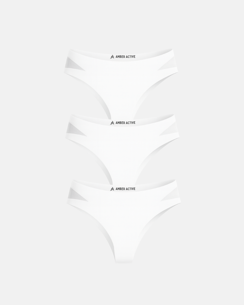 3er-Pack nahtlose Slips mit Mesh-Detail – Weiß