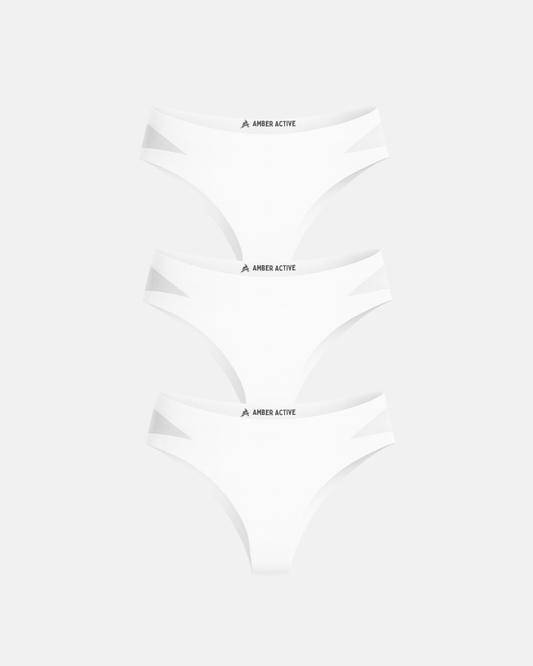 3er-Pack nahtlose Slips mit Mesh-Detail – Weiß